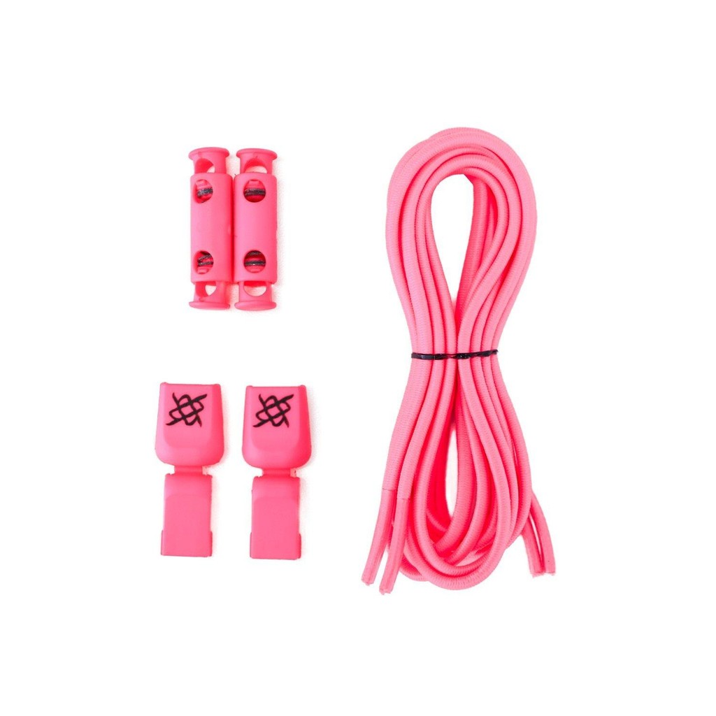 Cadarço Elástico para Tênis Hupi Laces 1 Par, Cor: Rosa Neon LISO | Sem Nó, Ajuste Fácil, Ideal para Corrida e Treino