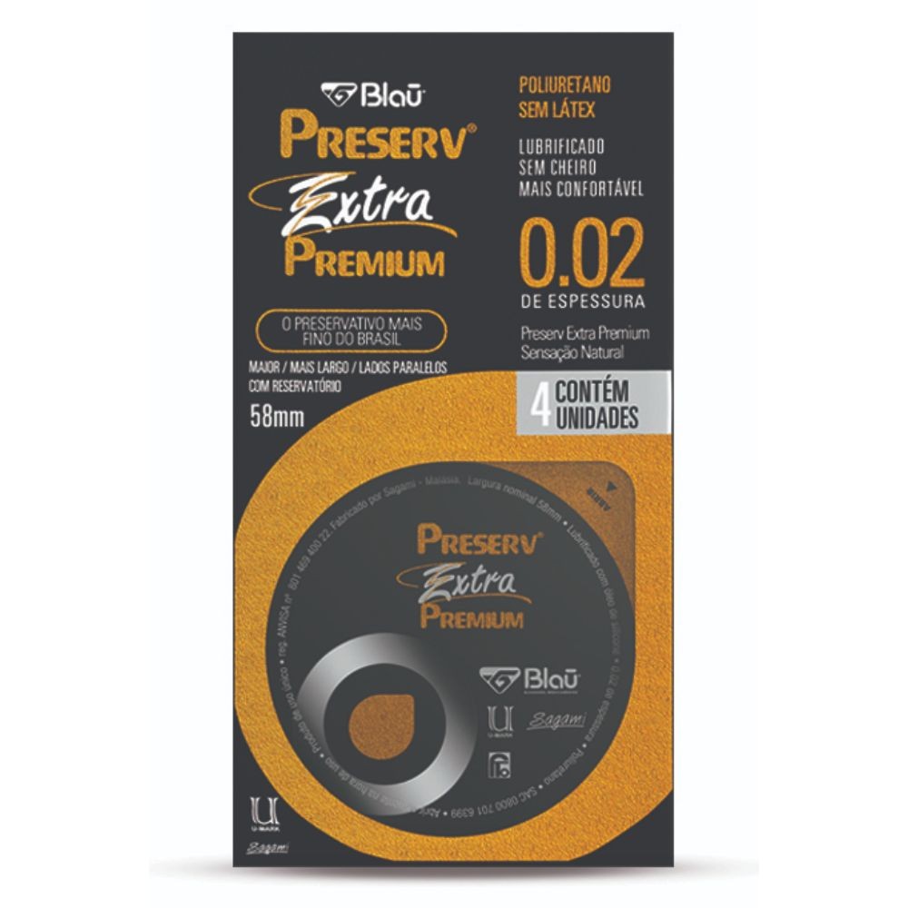 Preservativo Preserv Extra Premium Sem Látex 4 Unidades - Health