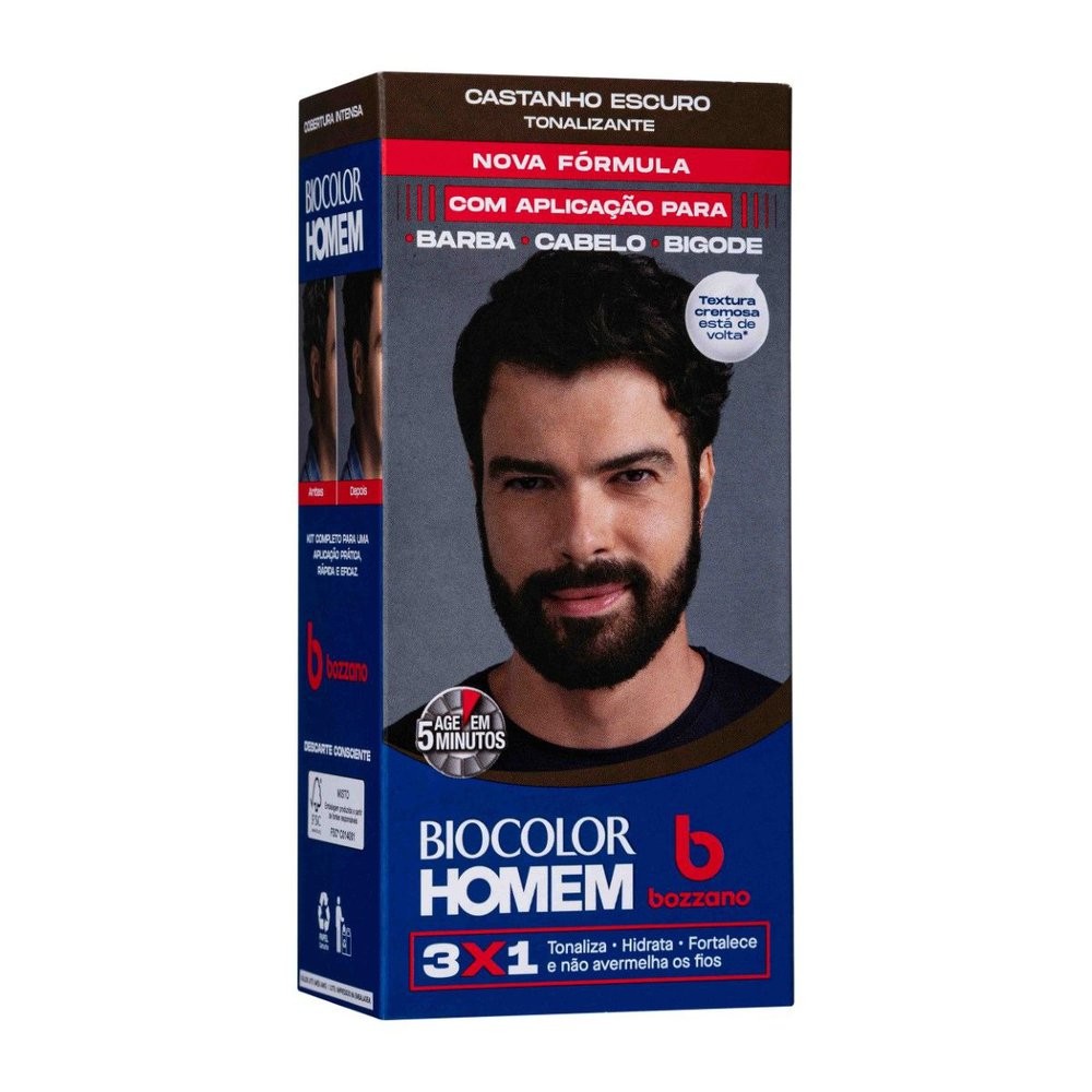 Tonalizante de Cabelo Masculino Biocolor Homem Bozzano Castanho Escuro - Beauty