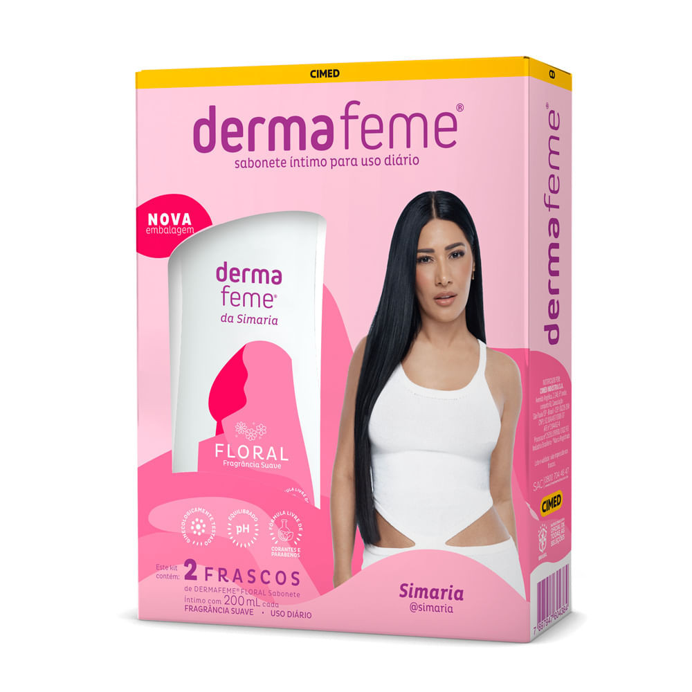 Sabonete Íntimo Dermafeme Floral da Simaria 2 Unidades de 200ml cada - Health
