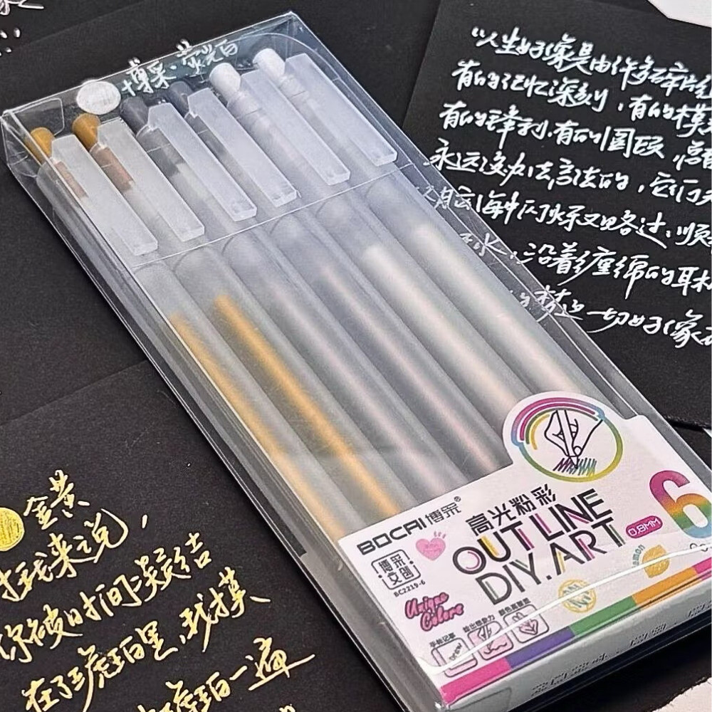 Kit 6 canetas em gel branca dourada prata detalhes escrever pintar 6 / 3 / 1 em Oferta na Shopee
