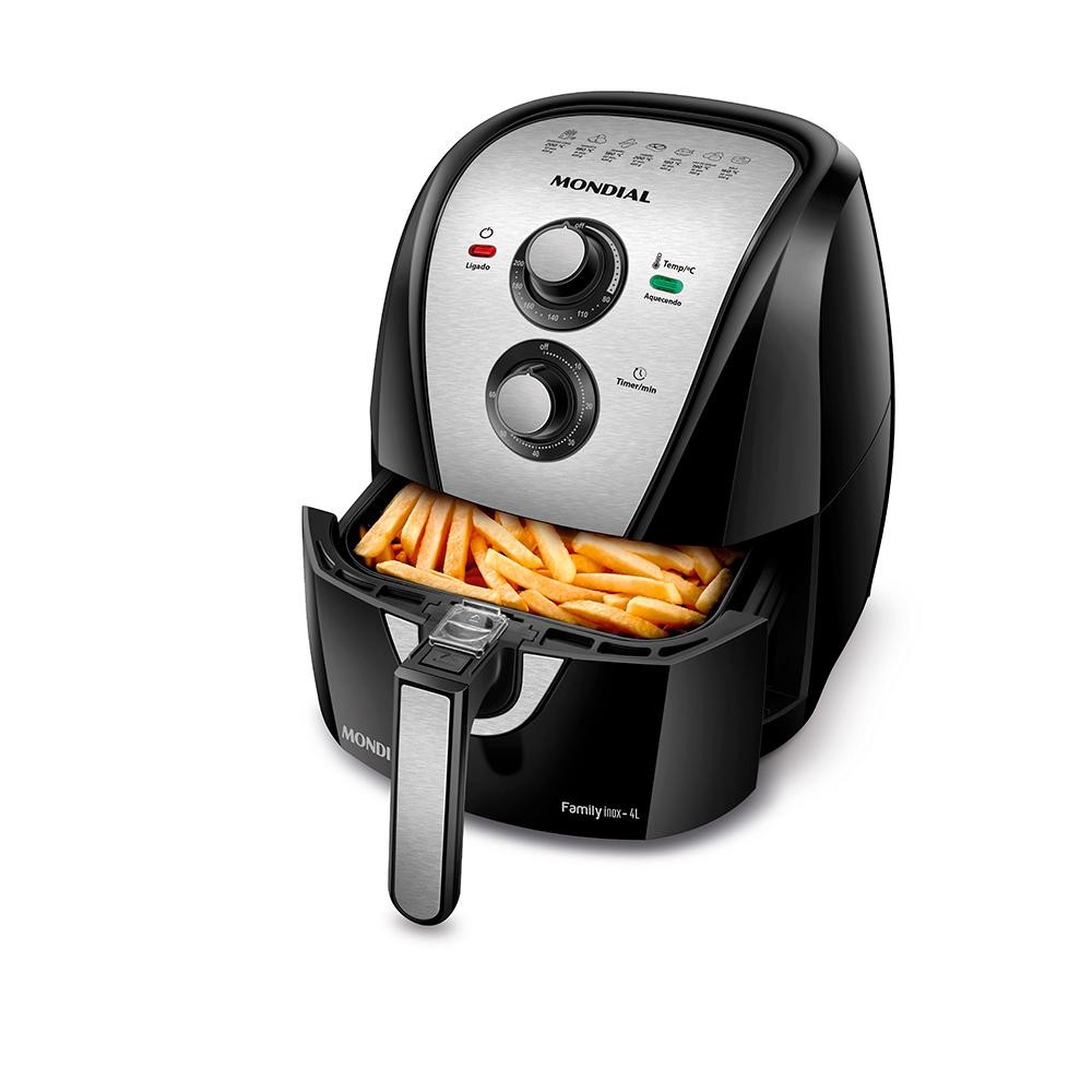 Fritadeira Sem Óleo Air Fryer 4L Mondial Preto e Inox 1500W AFN-40-BI