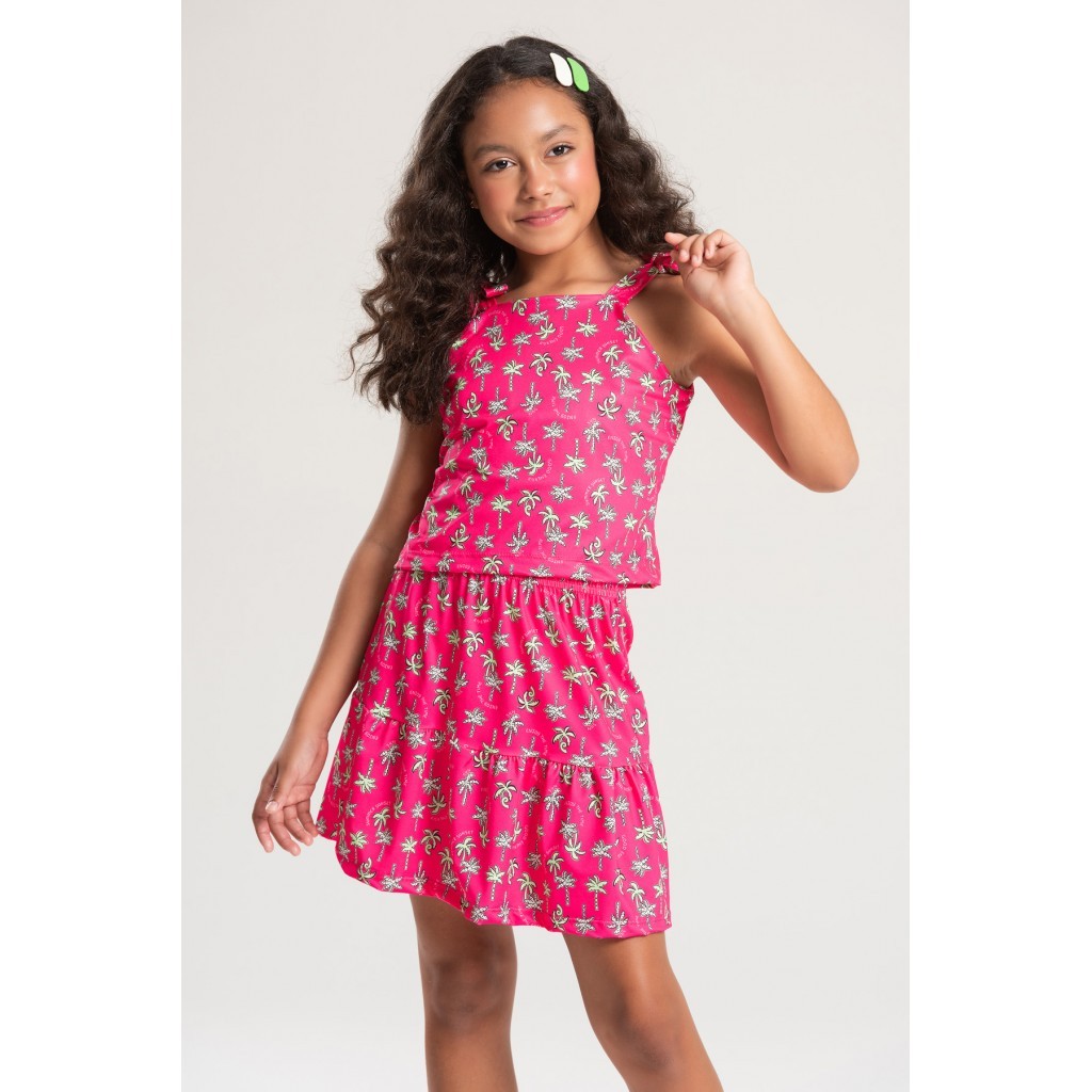 Conjunto Feminino Infantil Verão Tropical