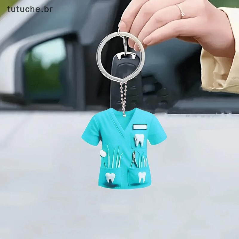 TU Chique Dentista Traje Pingente Chaveiro , Médico Temático 2D Plana Acrílico Ornamento Charme , Decoração Para Carro ,