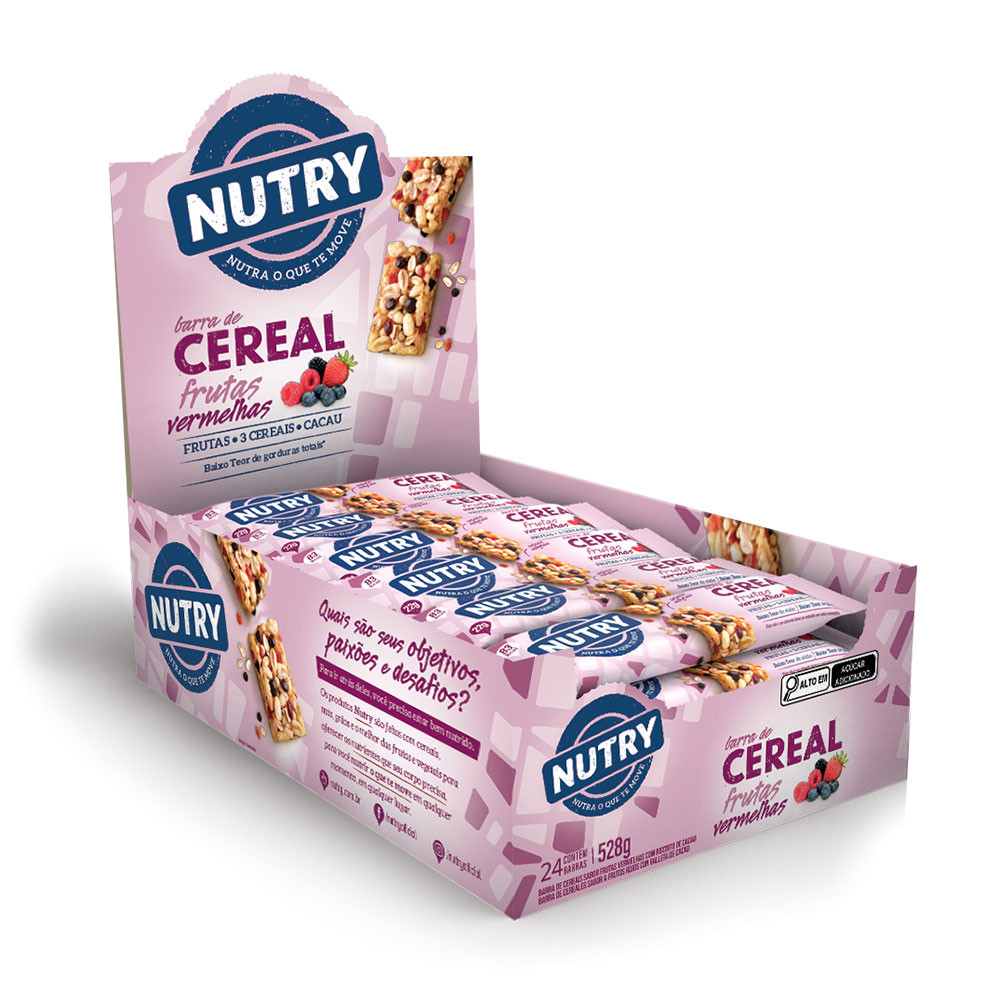Barra De Cereal Frutas Vermelhas Nutry Com 24 Unidades De 22g