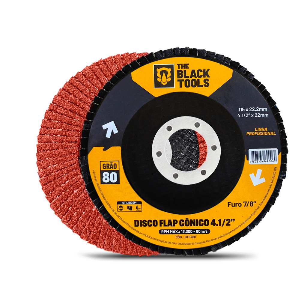 Disco Flap G80 115 X 22mm Inox P/ Lixadeira Esmerilhadeira The Black Tools em Oferta na Shopee