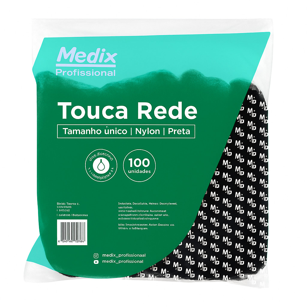 Touca Rede Nylon Preta Medix c/100 Unidades