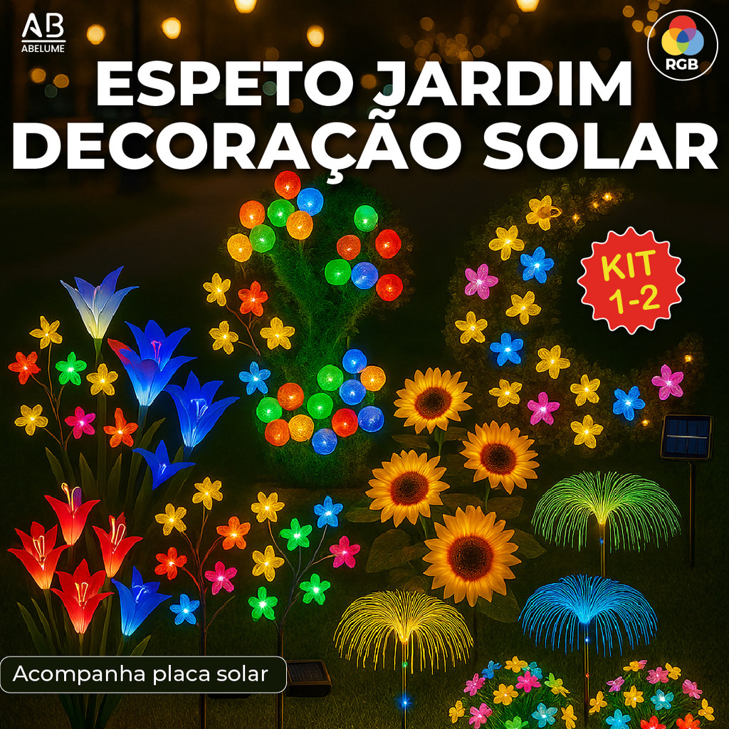Espeto Jardim Solar RGB Acompanha Placa Solar A Prova dágua para Ambientes Externos Diversos Modelos em Oferta na Shopee