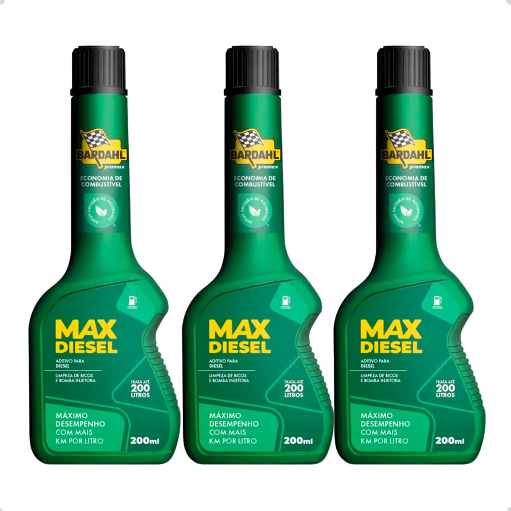 Kit C/3 Bardahl Aditivo Combustível Max Diesel 200ml Combustível Premium Para Limpeza, e Economia
