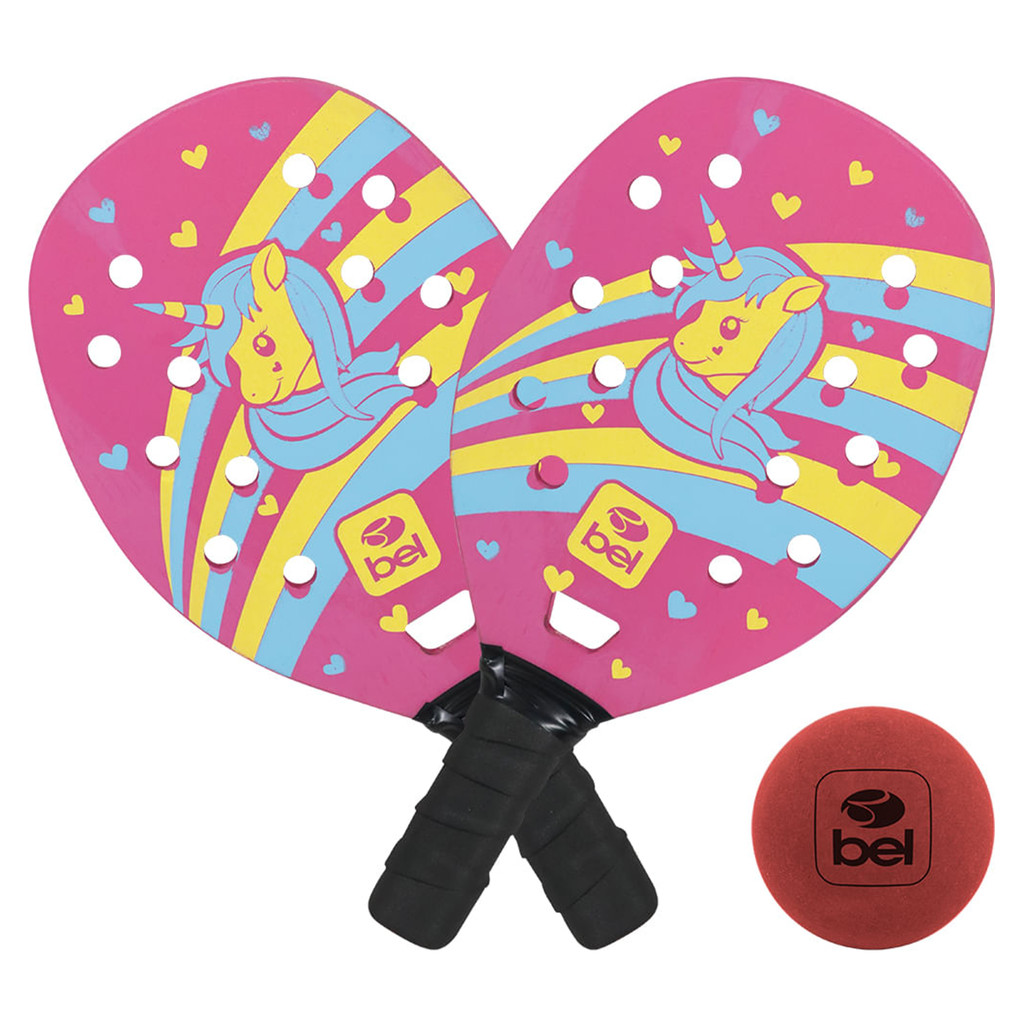 Kit Beach Tennis Iniciante Unicórnio Rosa 482831 BelFix