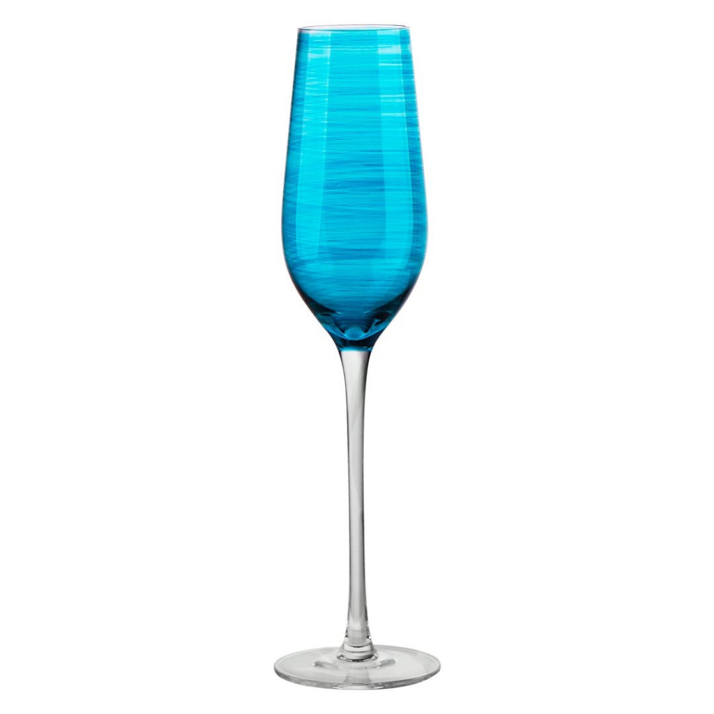 Jogo de 2 Taças para Champanhe Joy em Vidro 250ml Cor Azul Turquesa Fracalanza Full Fit
