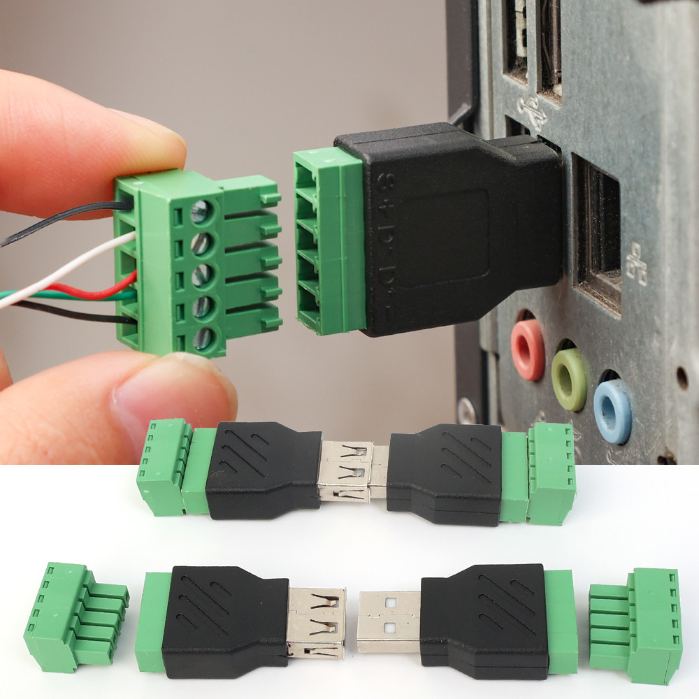 Conector De Parafuso USB 2.0 Tipo A Macho/Fêmea Para 5 Pinos-Com Escudo USB2.0-Plugue Sem Solda Terminal-Unidade , Tecla