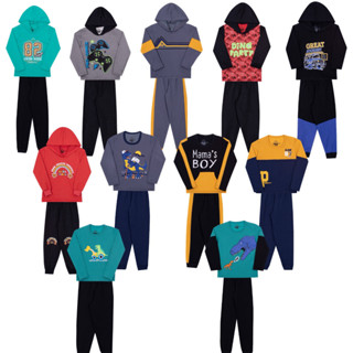 Kit C/6 peças 3 Conjuntos de Moletom Infantil menino do Tamanho 1 ao 14 em Oferta na Shopee