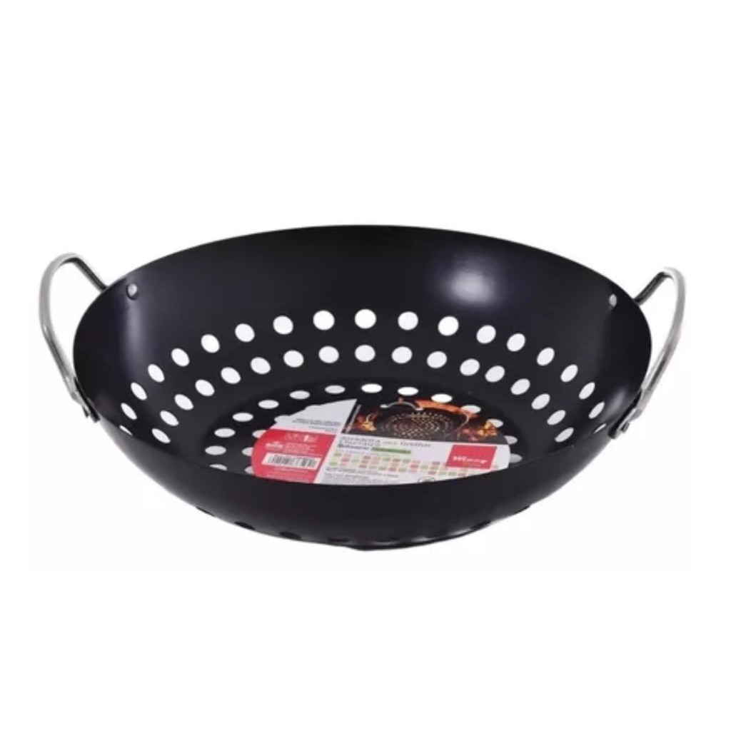 Frigideira Grelha Redonda Antiaderente Wok Legumes Churrasco