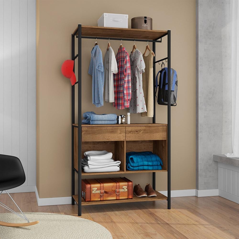 Imagem Roupeiro Industrial Solteiro 2 Gavetas German 2 Nichos Preto/Demolição G79 - Gran Belo