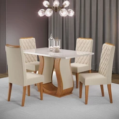 Mesa de Jantar 4 Lugares Capitani com Vidro