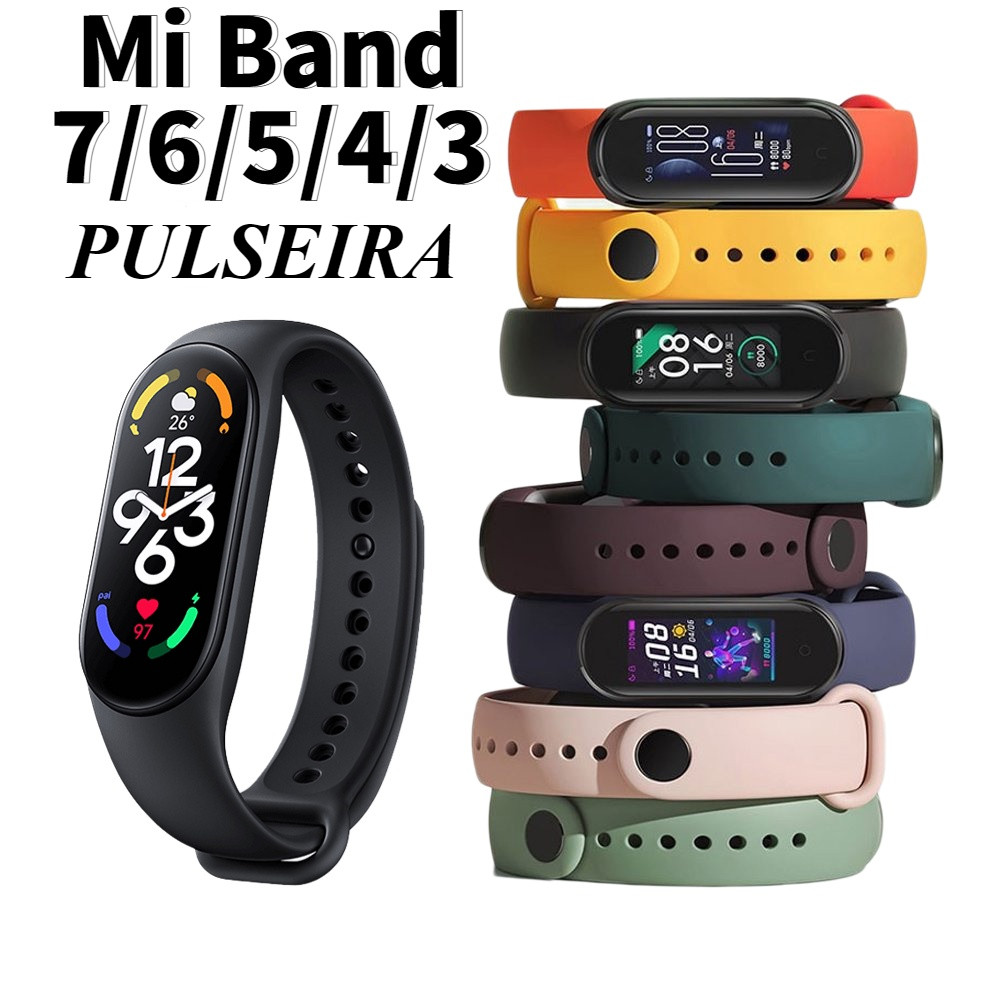 Pulseira Silicone TPU Para Relógio Xiaomi Mi Band 7 MiBand 6 Mi Band 8, 5, 4, 3 SmartWatch