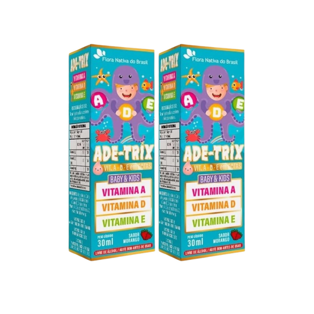 2X ADE-TRIX Kids (Vit. A D E) 30ml Sabor Morango - Flora Nativa