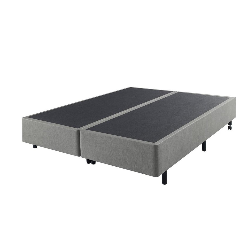 Cama Box Cinza Queen 158x198 com Colchão Adapto Ecoflex