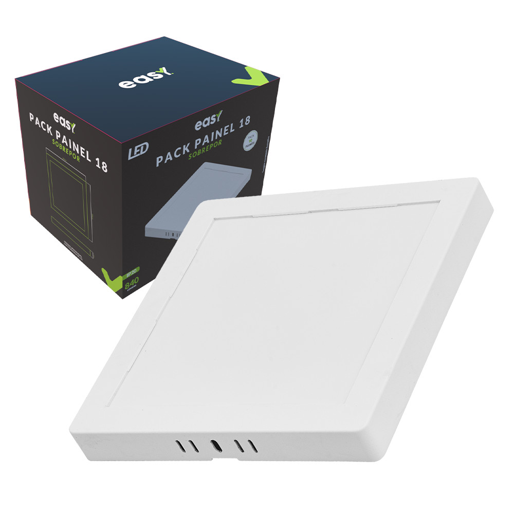 Kit 10 Painel Led Sobrepor 18w 6500K Quadrado Bivolt - Easy