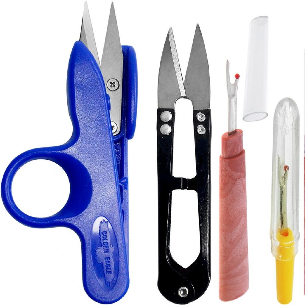 Kit Arremate Limpeza Costura Corte Linha Acabamento Textil Tesouras Demanchador Costura em Oferta na Shopee