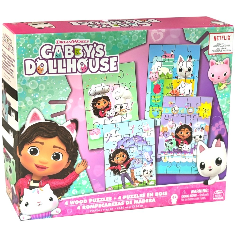 KIT 4 QUEBRA CABEÇAS GABBY'S DOLLHOUSE MADEIRA 12 16 20 24 PEÇAS GROW PUZZLE DESENHO JOGO DIDÁTICO em Oferta na Shopee