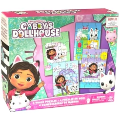 KIT 4 QUEBRA CABEÇAS GABBY'S DOLLHOUSE MADEIRA 12 16 20 24 PEÇAS GROW PUZZLE DESENHO JOGO DIDÁTICO
