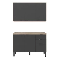 Cozinha Modulada Firenze Fi0009 Avena Grafito - Demóbile