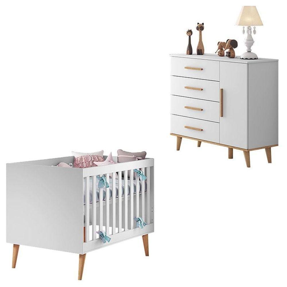 Berço Americano E Cômoda Infantil Ludmila Branco Bétula - Carolina em Oferta na Shopee