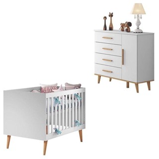 Berço Americano E Cômoda Infantil Ludmila Branco Bétula - Carolina em Oferta na Shopee