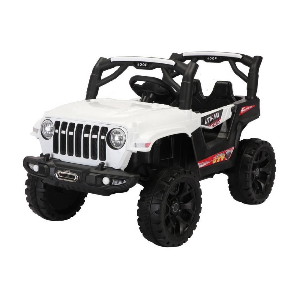 Jipe Elétrico Infantil 12V Branca Quadriciclo Controle 2em1