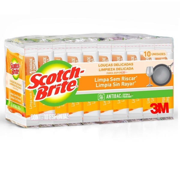 Kit com 10 Esponja Nao Risca Laranja SCOTCH Brite em Oferta na Shopee