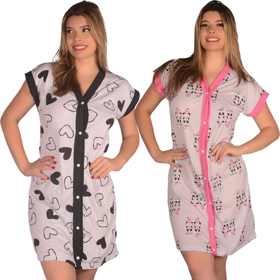 Kit com 2 Camisolas Amamentação Hospitalar Cirúrgica Abre na Frente - P ao 54 em Oferta na Shopee