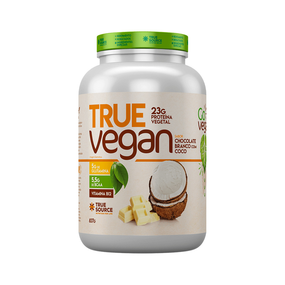 True Vegan Protein Chocolate Branco E Coco 837g True Source em Oferta na Shopee