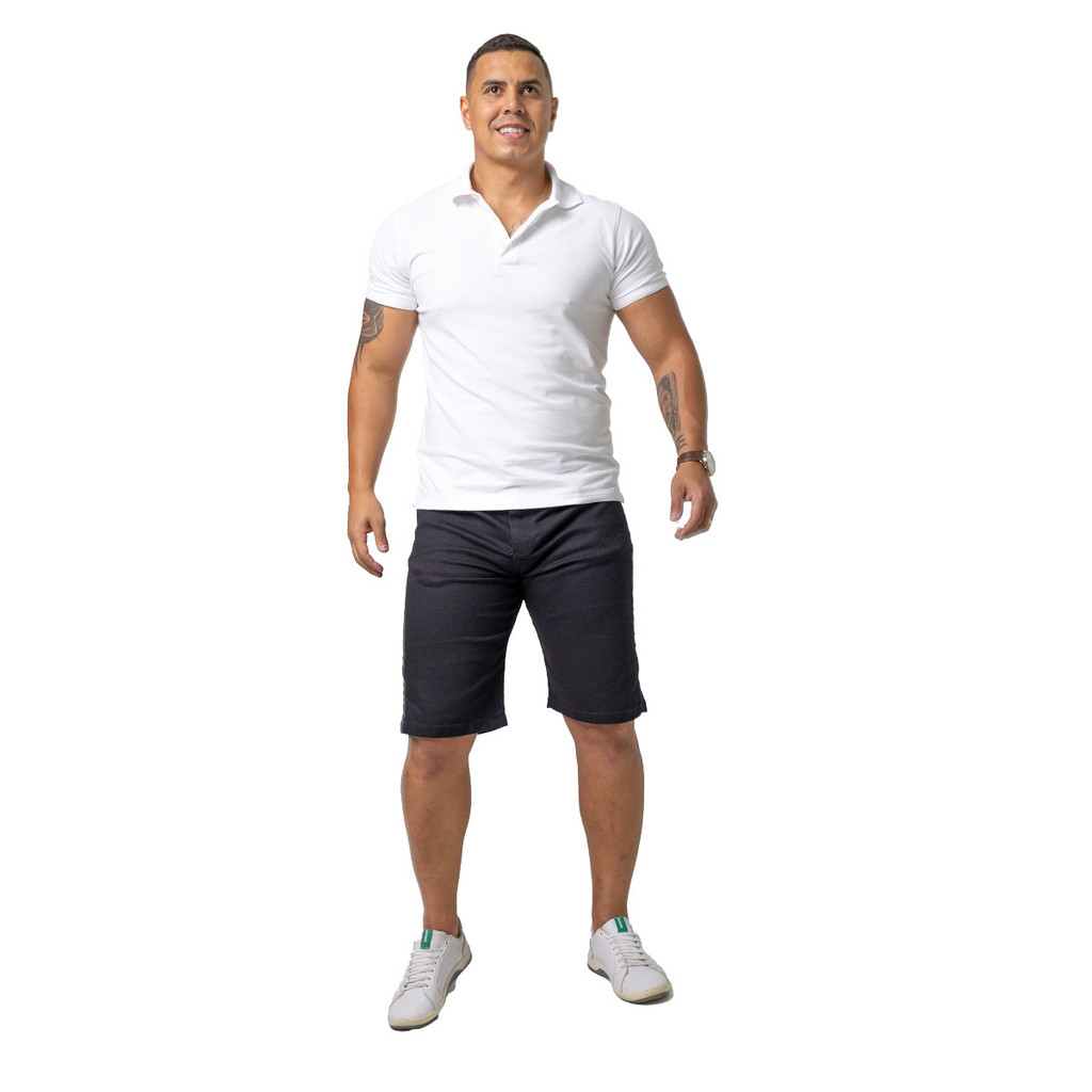 Bermuda Jeans Masculina Elastano Premium Casual Moda Verão Confortável Sarja