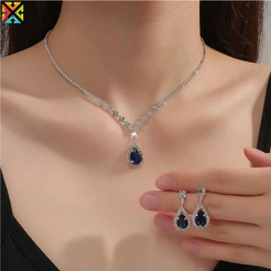 Colar De Cristal Gota D'água Simples Corrente De Brincos Para Noivas Conjuntos De Jóias De Noiva Acessórios De Vestidos
