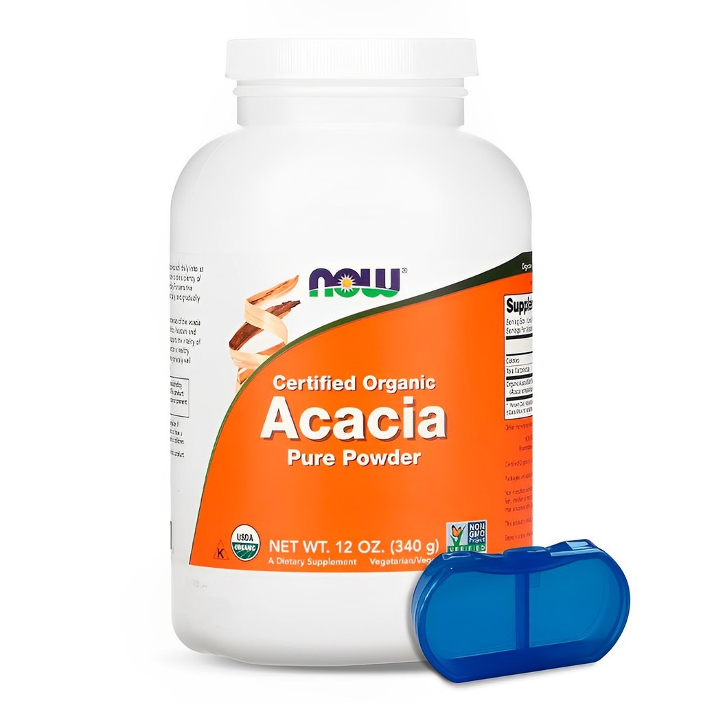 Acácia Pó Orgânico Now Foods 340g Puro + Porta Cápsulas em Oferta na Shopee