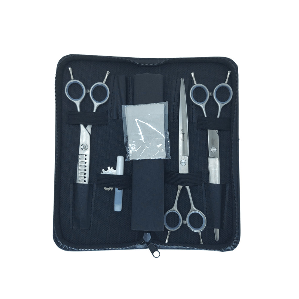 Kit 3 Tesouras Profissional Pet Banho e Tosa MBS Basic - Prata