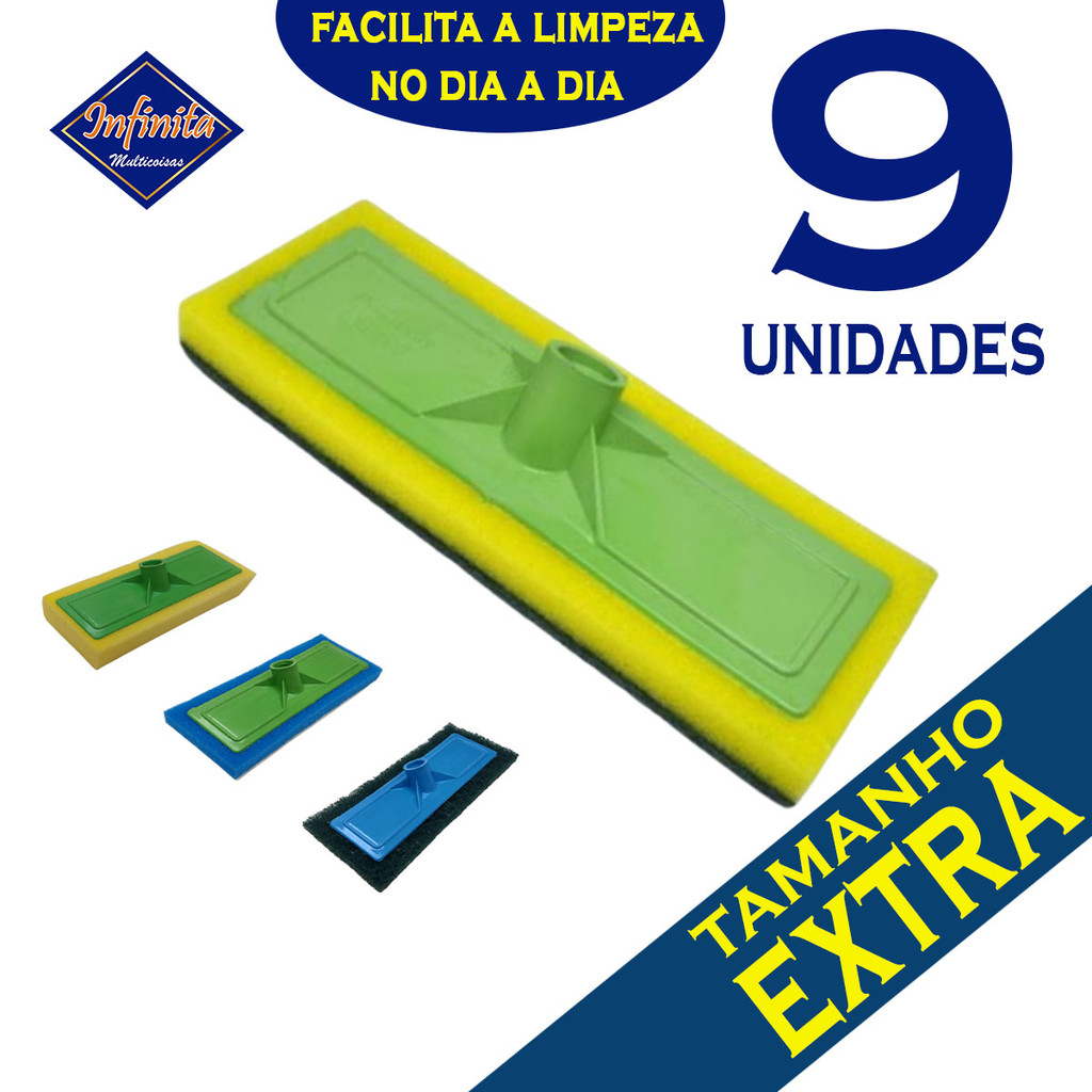 Kit 3 a 9 Lava piso mop esfregão esponja escova limpeza cozinha em Oferta na Shopee