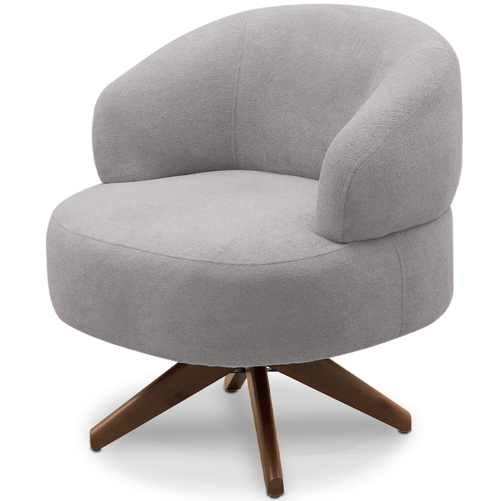 Poltrona Decorativa Giratória Sala de Estar Living Seven F04 Veludo Cinza - Lyam Decor - Home & Living