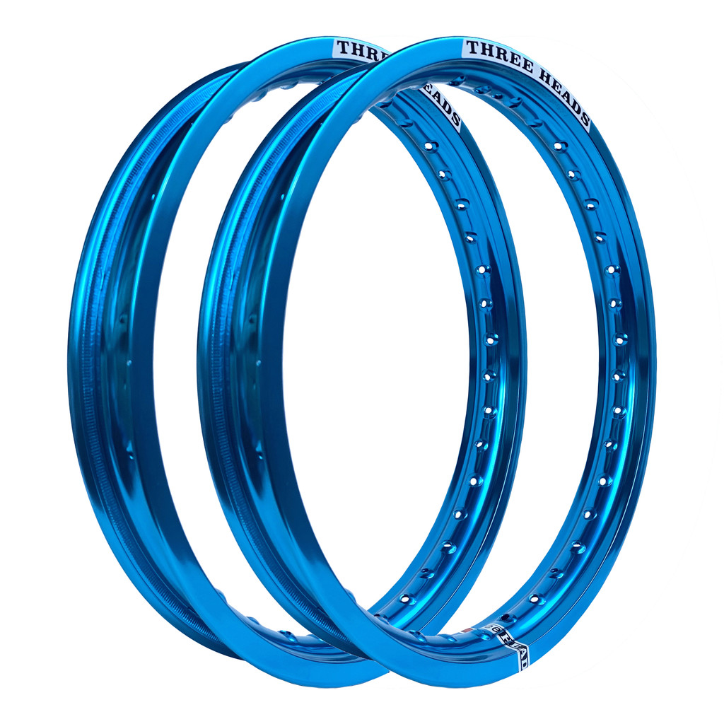 Par Aros em Alumínio Threeheads 17x215 e 17x250 Xtz 250 Lander X Motard Xtz 125 X Stx Azul Claro