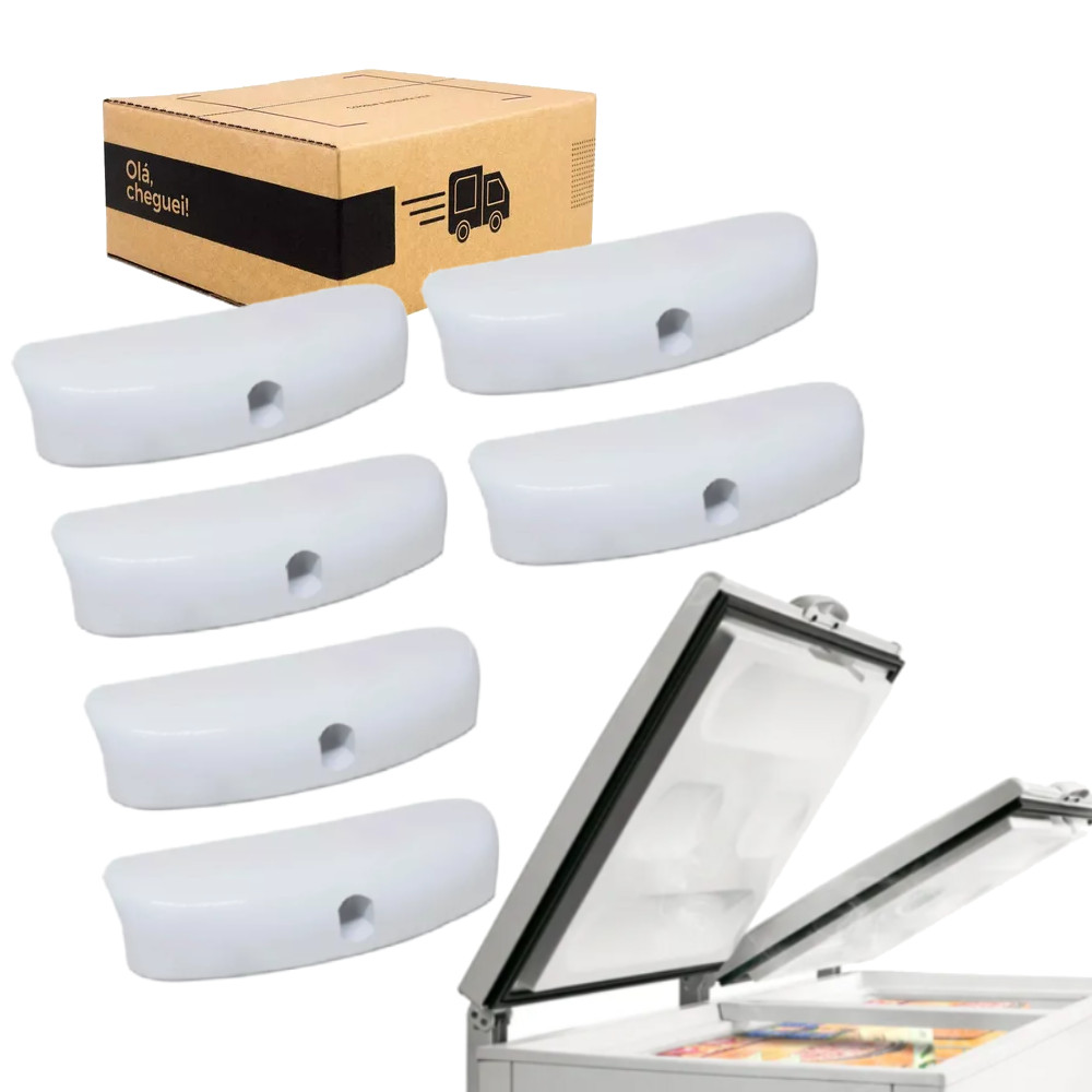 6 Puxadores Branco Tampa Freezer Horizontal Metalfrio -Compativel