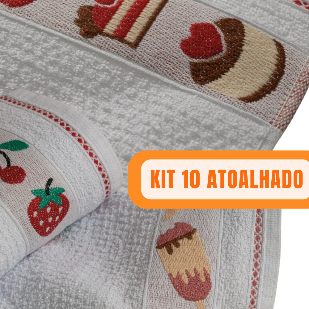 Kit 10 Pano de Prato Copa Atoalhado Felpudo Premium 100% Algodão Toalha de Louça Grande Co...