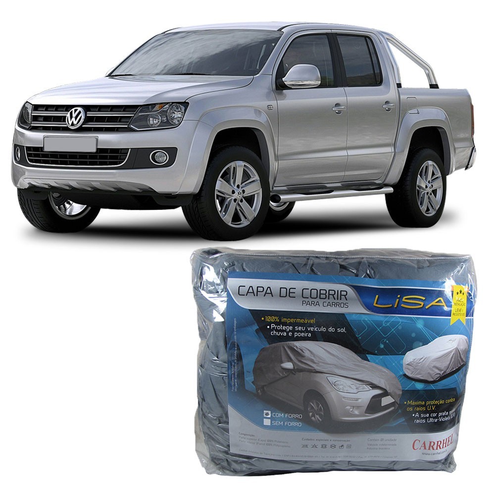 Capa Protetora Carro Vw Amarok Forro Parcial Impermeável Proteção Sol Chuva Poeira Gofrada Prata