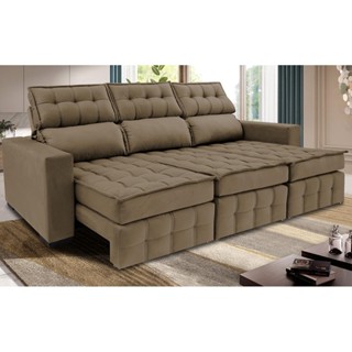 Sofá Retrátil e Reclinável 2,50m Molas Ensacadas e Costura Tripla Cama inBox Nobre Suede Castor em Oferta na Shopee