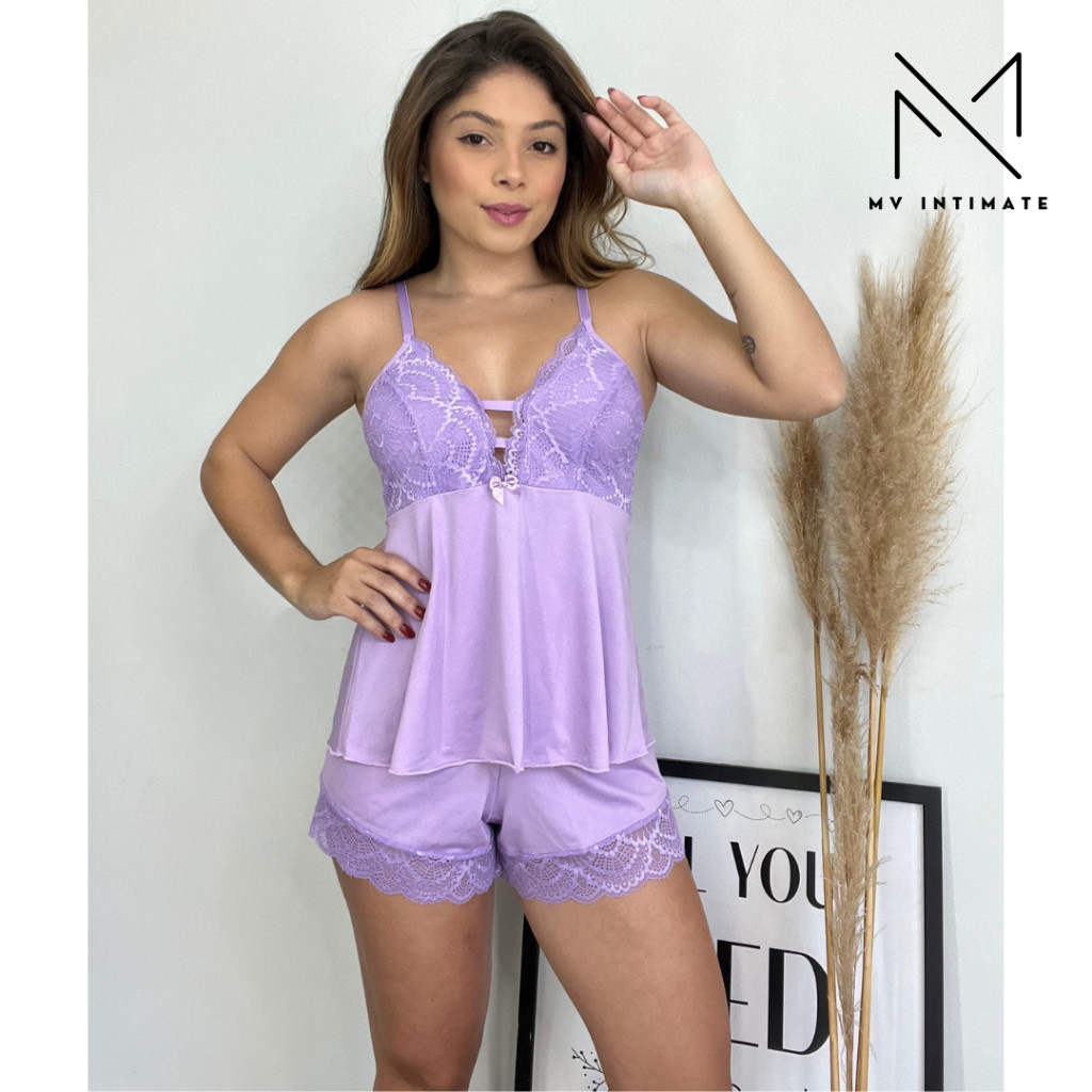 Baby Short Doll Luxo Sensual com detalhes em Renda 326 - Women Clothes