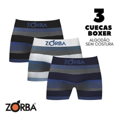Kit 3 Cuecas Boxer Zorba Listrada 847 ORIGINAL em Algodão