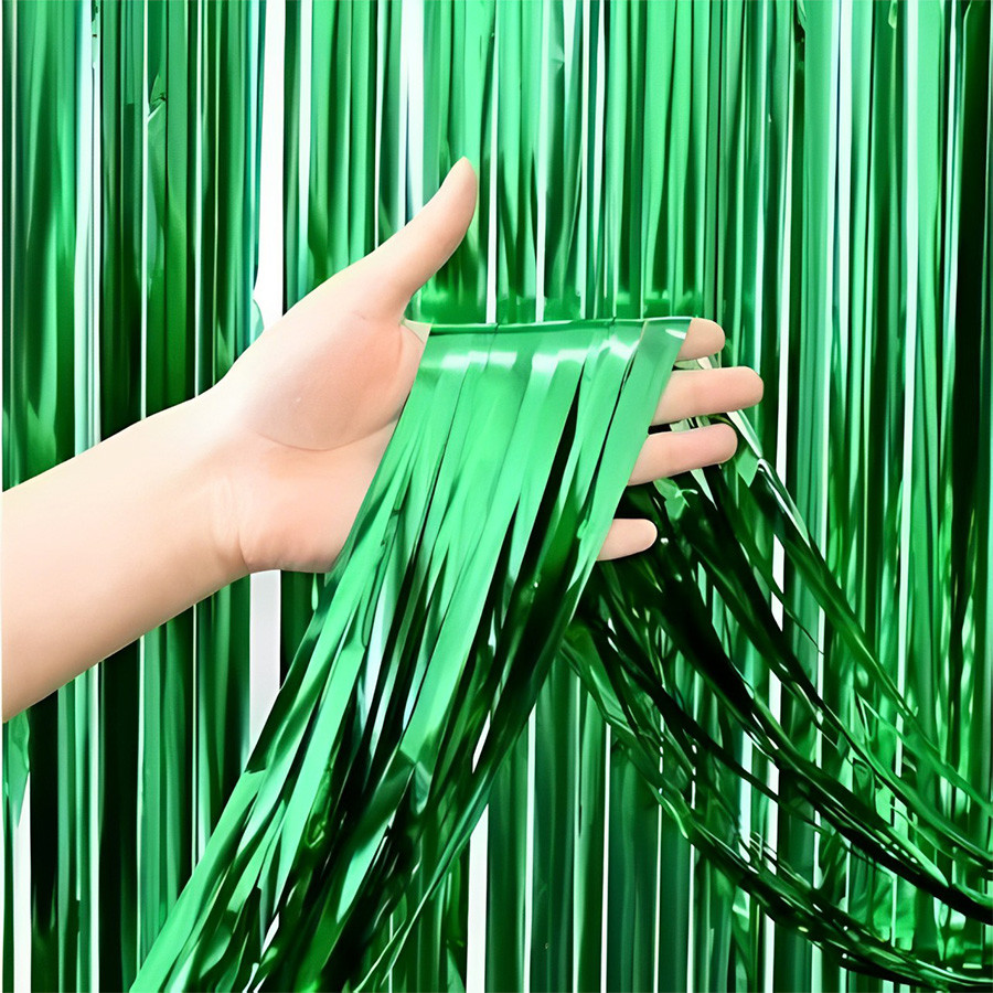 Cortina Decorativa Metalizada Verde 1x2m - 1 unidade - Rizzo