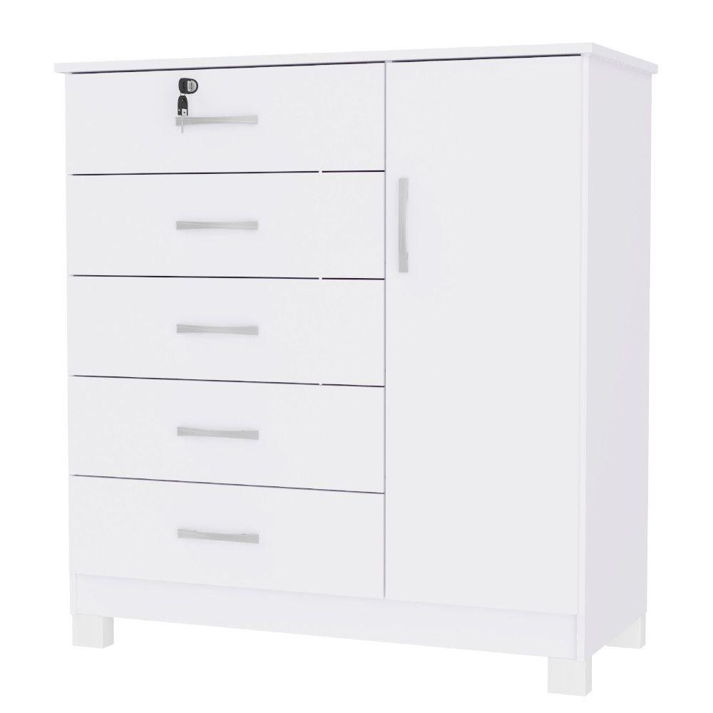 Cômoda San Marino Verona 1 Porta 5 Gavetas Com Chave 99x92x42cm em Oferta na Shopee