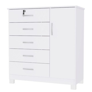 Cômoda San Marino Verona 1 Porta 5 Gavetas Com Chave 99x92x42cm em Oferta na Shopee